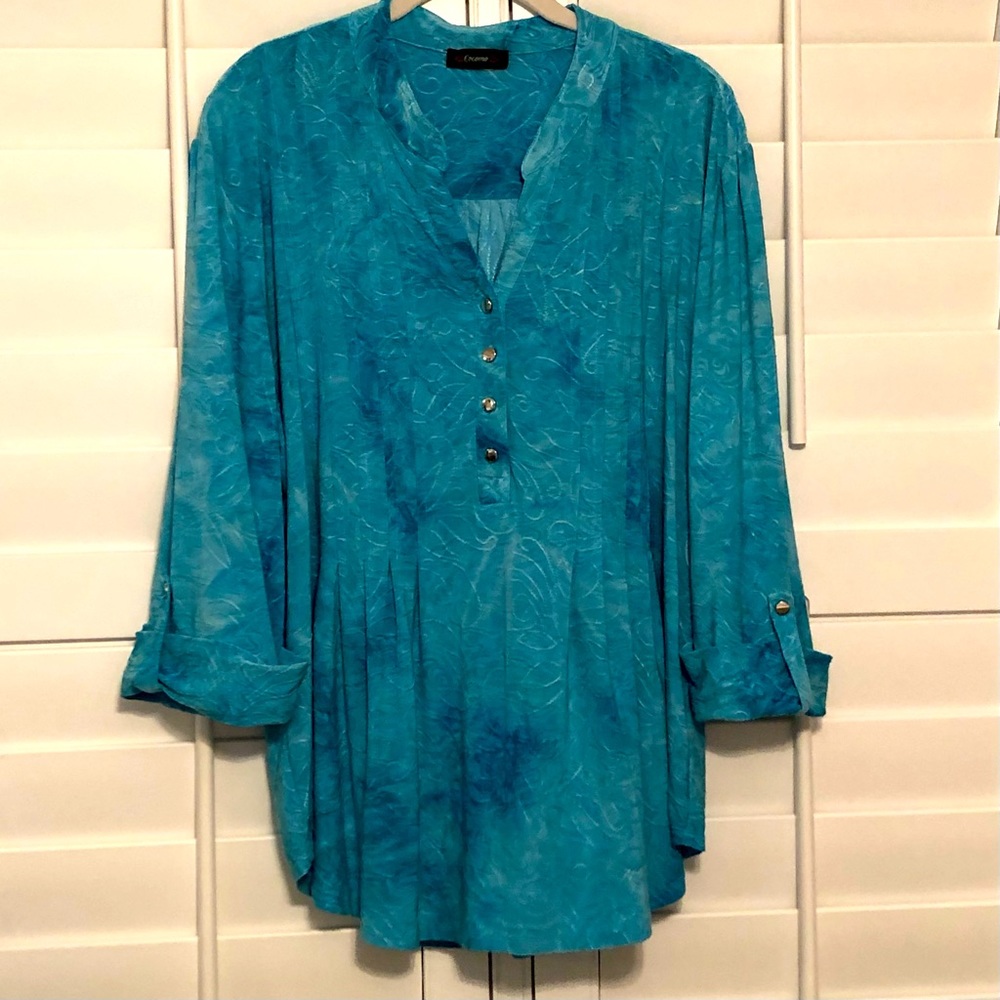 Cocomo turquoise tie dye 3/4 sleeve tunic size XL